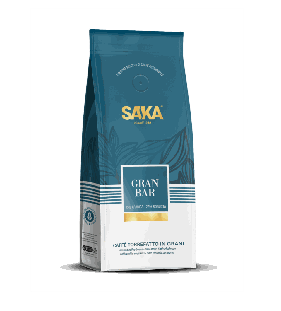 Saka Caffé Gran Bar whole bean coffee blend with creamy texture and low acidity roasted June 17