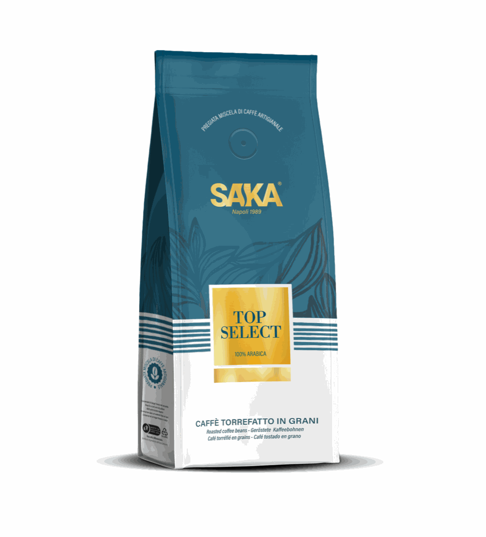 Top Select 100% Arabica coffee blend with chocolate, hazelnut, and vanilla notes, roasted in June