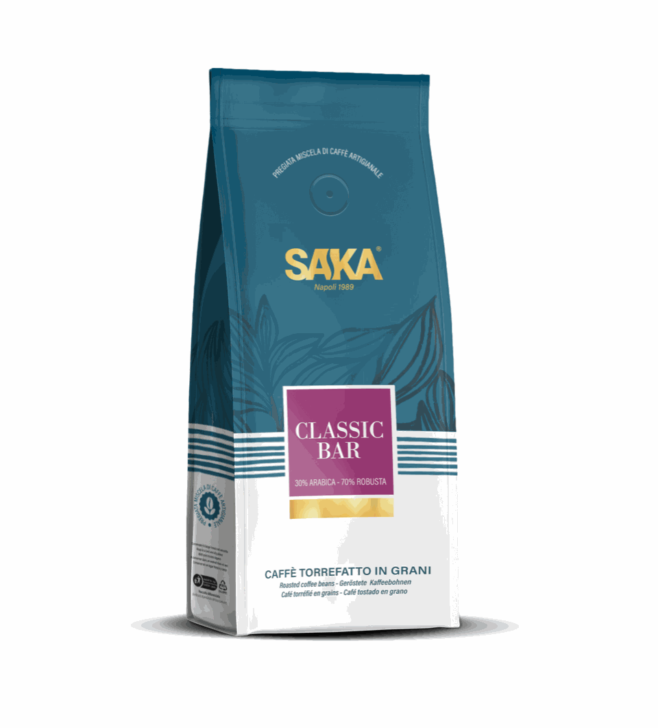 Classic Bar Italian coffee beans blend with dark chocolate and toasted hazelnut flavors