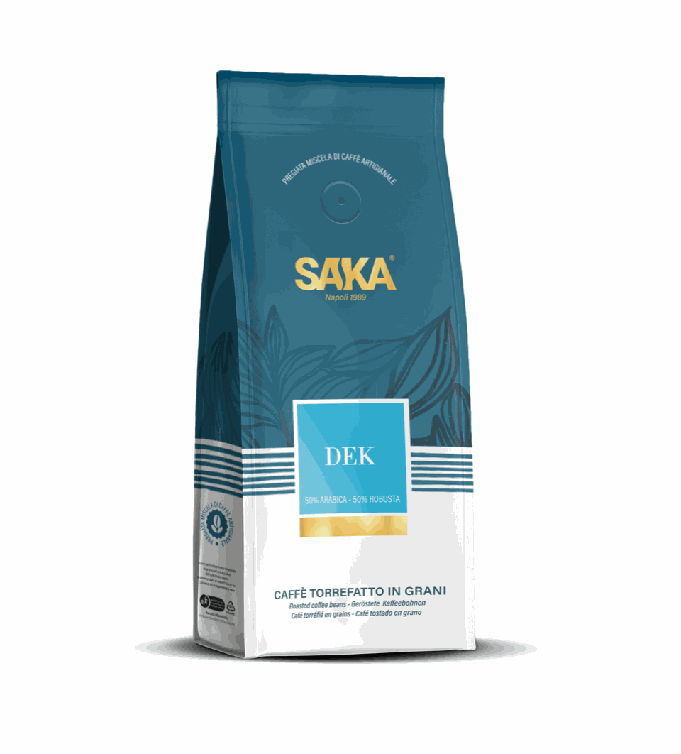 Decaffeinato Bar Swiss water process decaf coffee blend with 50% Arabica and 50% Robusta roasted June 24